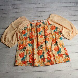 Cato Women's Floral Top Plus Size 18W 20W 2X Off Shoulder 3/4 Sleeve